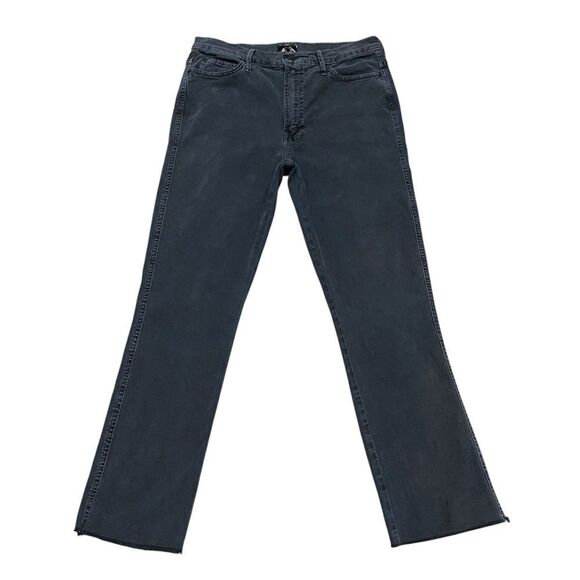 Mother Rascal High Waist Ankle Fray Jeans 31 Black Chalk It Up - Picture 1 of 15
